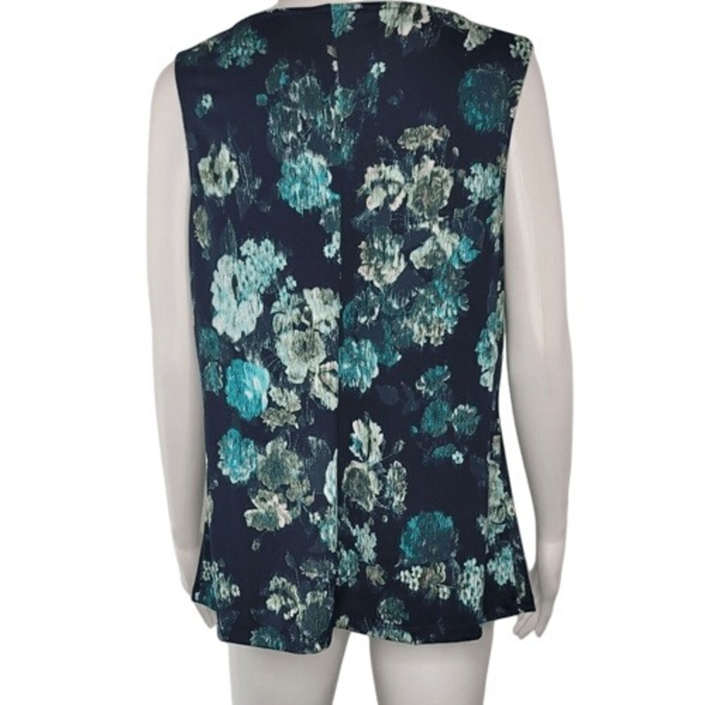 GNW Blue Floral Sleeveless Cowl Neck Top - Picture 4 of 7